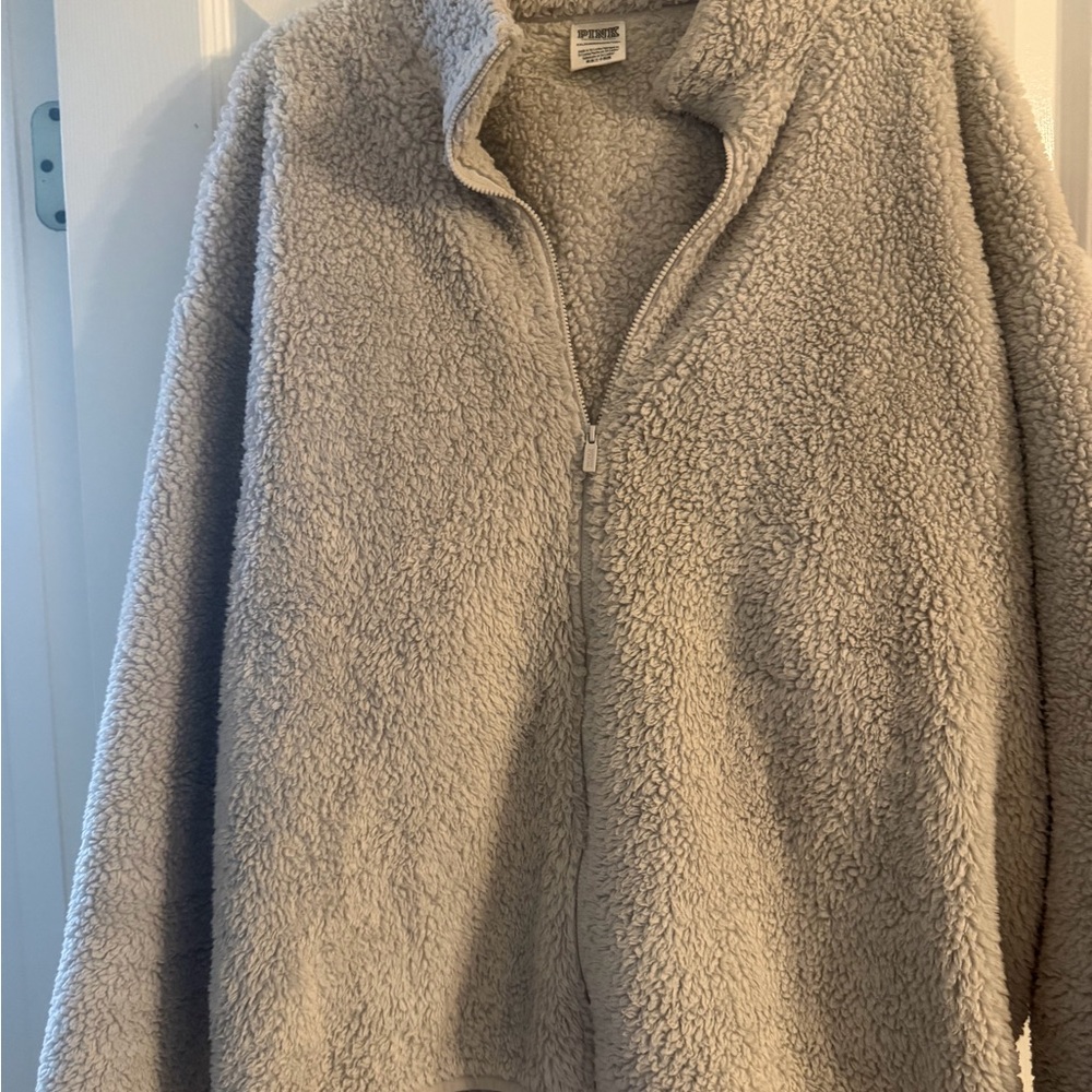 PINK Victoria's Secret Gray Sherpa Jacket